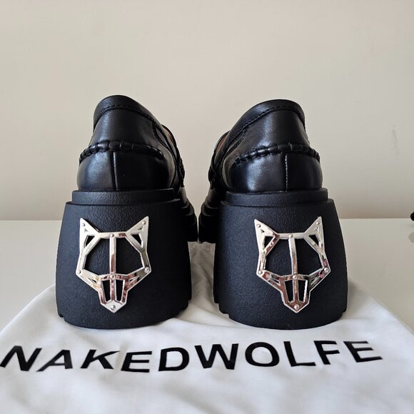 Naked Wolfe Shoes - Naked Wolfe Swish Black Leather Chunky Loafer in Size 9.5 US